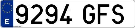 Ejemplo de matrícula española 9294 GFS