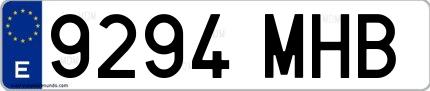 Ejemplo de matrícula española 9294 MHB