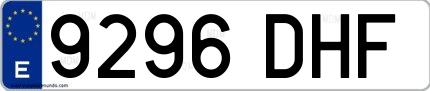 Ejemplo de matrícula española 9296 DHF
