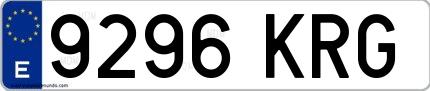 Ejemplo de matrícula española 9296 KRG