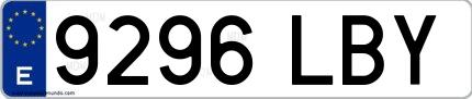 Ejemplo de matrícula española 9296 LBY
