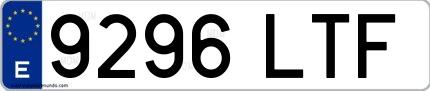 Ejemplo de matrícula española 9296 LTF