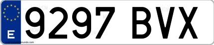 Ejemplo de matrícula española 9297 BVX