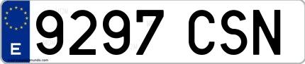 Ejemplo de matrícula española 9297 CSN