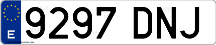 Ejemplo de matrícula de coche ordinaria 9297 DNJ