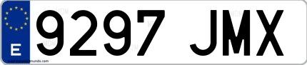 Ejemplo de matrícula española 9297 JMX