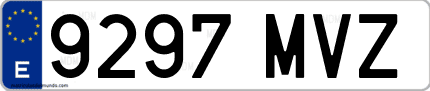 Ejemplo de matrícula de coche ordinaria 9297 MVZ