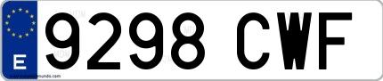 Ejemplo de matrícula española 9298 CWF