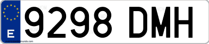Ejemplo de matrícula de coche ordinaria 9298 DMH