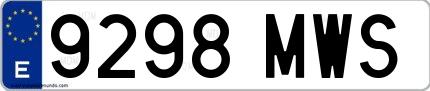 Ejemplo de matrícula española 9298 MWS