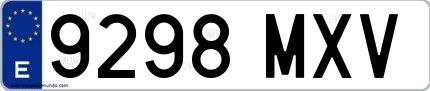 Ejemplo de matrícula española 9298 MXV