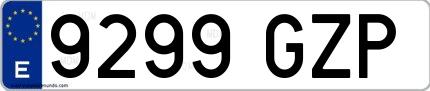 Ejemplo de matrícula española 9299 GZP