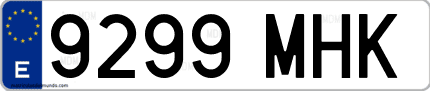 Ejemplo de matrícula de coche ordinaria 9299 MHK
