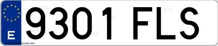 Ejemplo de matrícula española 9301 FLS