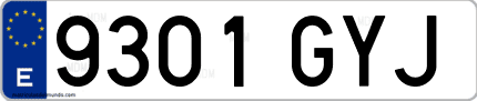 Ejemplo de matrícula de coche ordinaria 9301 GYJ