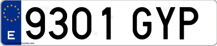 Ejemplo de matrícula de coche ordinaria 9301 GYP