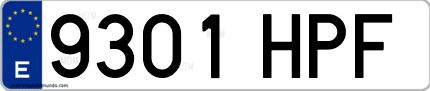 Ejemplo de matrícula de coche ordinaria 9301 HPF
