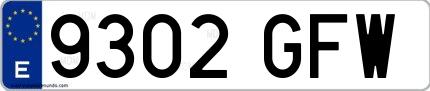 Ejemplo de matrícula española 9302 GFW