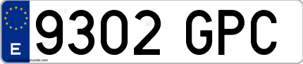 Ejemplo de matrícula de coche ordinaria 9302 GPC