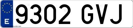 Ejemplo de matrícula española 9302 GVJ
