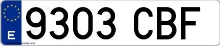 Ejemplo de matrícula española 9303 CBF