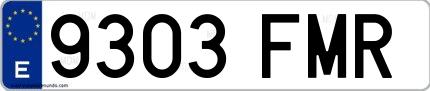 Ejemplo de matrícula española 9303 FMR