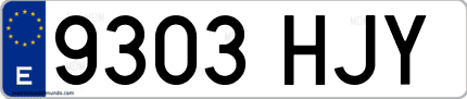 Ejemplo de matrícula de coche ordinaria 9303 HJY
