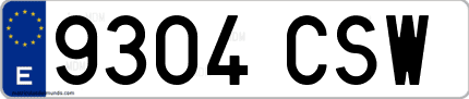 Ejemplo de matrícula de coche ordinaria 9304 CSW