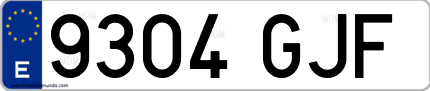 Ejemplo de matrícula de coche ordinaria 9304 GJF
