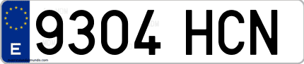 Ejemplo de matrícula de coche ordinaria 9304 HCN