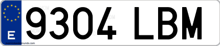 Ejemplo de matrícula de coche ordinaria 9304 LBM
