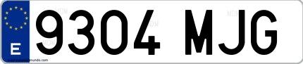 Ejemplo de matrícula española 9304 MJG