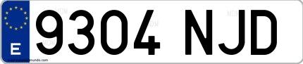 Ejemplo de matrícula española 9304 NJD