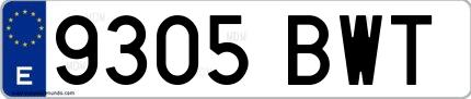 Ejemplo de matrícula española 9305 BWT