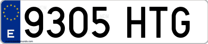 Ejemplo de matrícula de coche ordinaria 9305 HTG