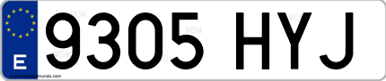 Ejemplo de matrícula de coche ordinaria 9305 HYJ