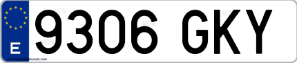 Ejemplo de matrícula de coche ordinaria 9306 GKY