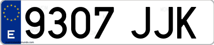 Ejemplo de matrícula de coche ordinaria 9307 JJK