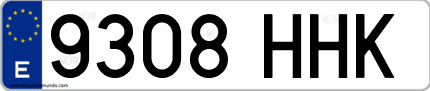 Ejemplo de matrícula de coche ordinaria 9308 HHK