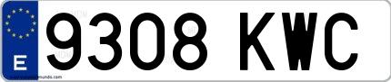 Ejemplo de matrícula española 9308 KWC
