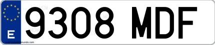 Ejemplo de matrícula española 9308 MDF