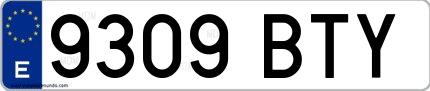 Ejemplo de matrícula española 9309 BTY