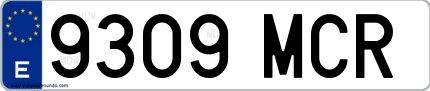 Ejemplo de matrícula española 9309 MCR