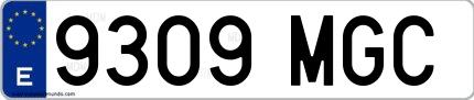 Ejemplo de matrícula española 9309 MGC