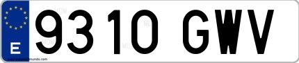 Ejemplo de matrícula española 9310 GWV