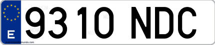 Ejemplo de matrícula de coche ordinaria 9310 NDC