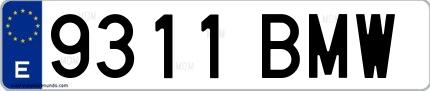 Ejemplo de matrícula española 9311 BMW