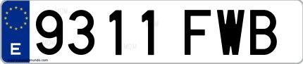 Ejemplo de matrícula española 9311 FWB