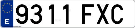 Ejemplo de matrícula de coche ordinaria 9311 FXC