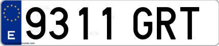 Ejemplo de matrícula de coche ordinaria 9311 GRT